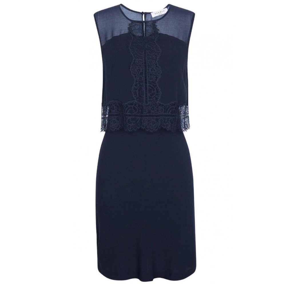 NWT Sandro Paris Renza Lace Overlay Sheath Dress S